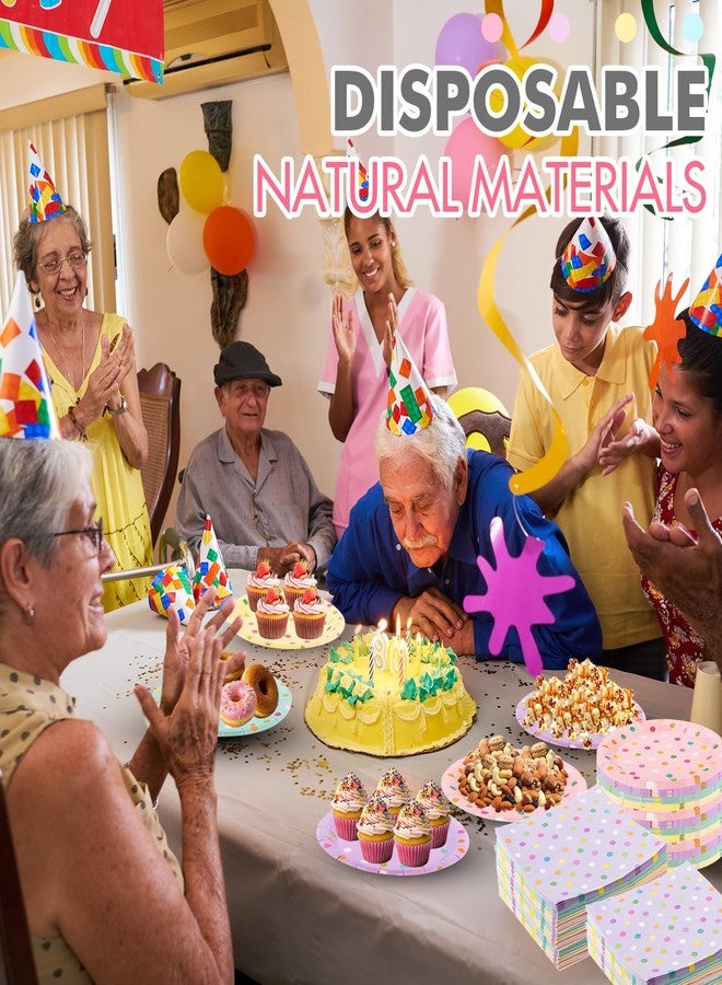 Zhehao 120 Pcs Pastel Dots Disposable Paper Plates and Napkins Bulk Pastel Party Decorations Tableware Spring Summer Party Supplies for Princess Birthday Picnic Wedding Baby Shower - Image 4