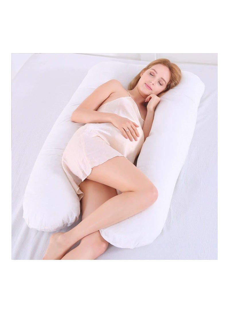 Nursing U Shape Pillow Cotton White 130 x 70cm - Image 1