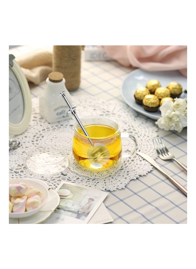SYOSI - 2PCS Stainless Steel Long Handle Tea Ball Infuser Set, Loose Leaf Tea Infuser Filter Reusable Fine Mesh Tea Strainer with Long Handle Gourmet Brewing with Fine Tea Mesh Infuser for Cup and Teapot - Image 1