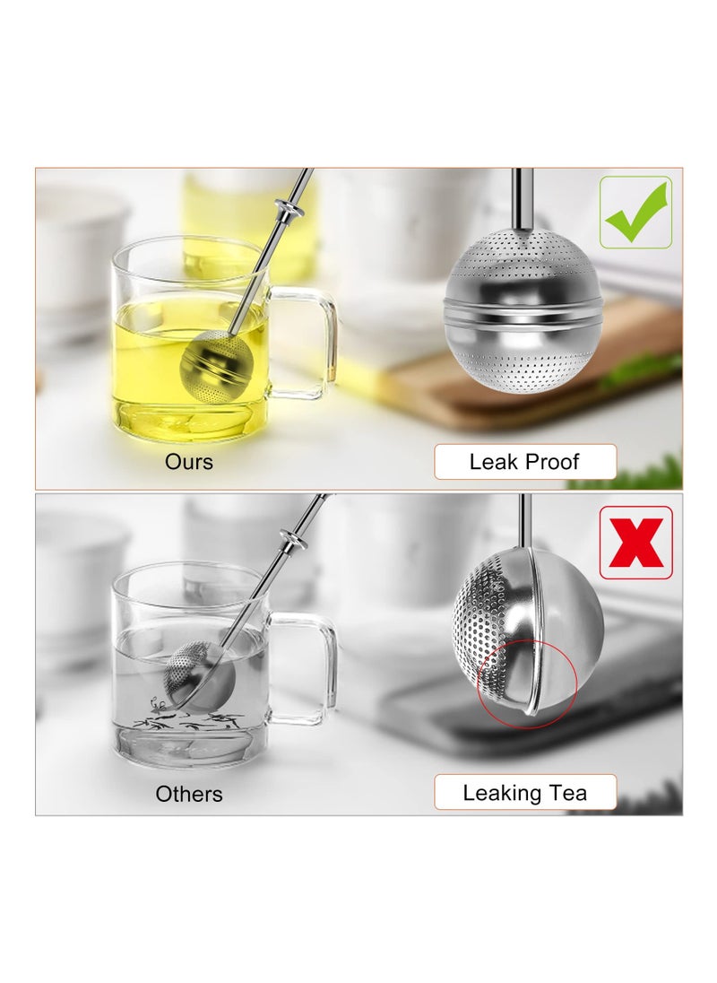 SYOSI - 2PCS Stainless Steel Long Handle Tea Ball Infuser Set, Loose Leaf Tea Infuser Filter Reusable Fine Mesh Tea Strainer with Long Handle Gourmet Brewing with Fine Tea Mesh Infuser for Cup and Teapot - Image 1