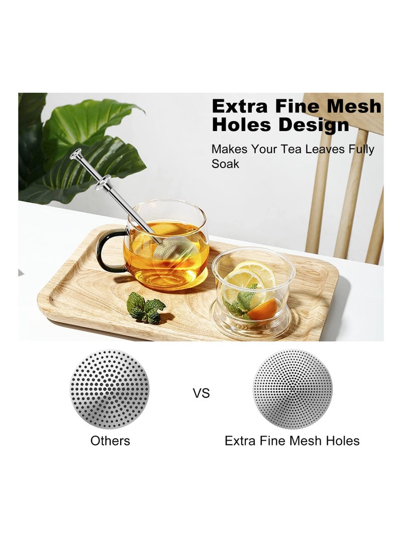 SYOSI - 2PCS Stainless Steel Long Handle Tea Ball Infuser Set, Loose Leaf Tea Infuser Filter Reusable Fine Mesh Tea Strainer with Long Handle Gourmet Brewing with Fine Tea Mesh Infuser for Cup and Teapot - Image 1