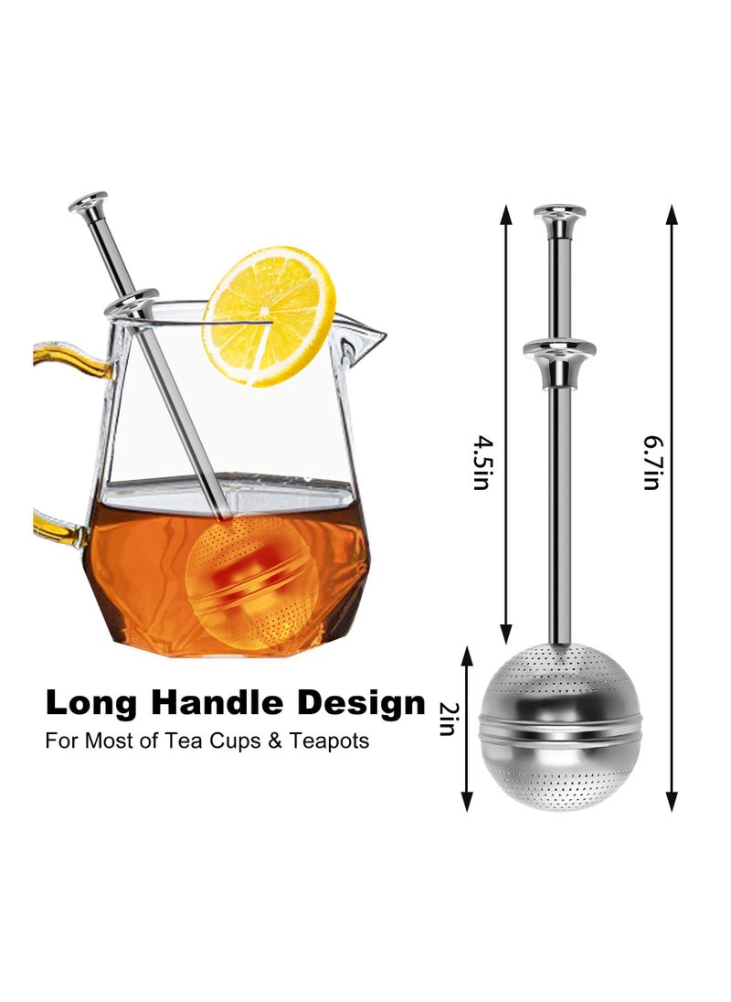 SYOSI - 2PCS Stainless Steel Long Handle Tea Ball Infuser Set, Loose Leaf Tea Infuser Filter Reusable Fine Mesh Tea Strainer with Long Handle Gourmet Brewing with Fine Tea Mesh Infuser for Cup and Teapot - Image 1