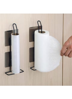 KWER KWER GI Steel Self Adhesive Toilet Paper HolderTissue Paper Roll Holder with Mobile StandTowel Bar Hanger Storage RackBathroom AccessoriesBlack Model1 Pack of 1  - Image 1