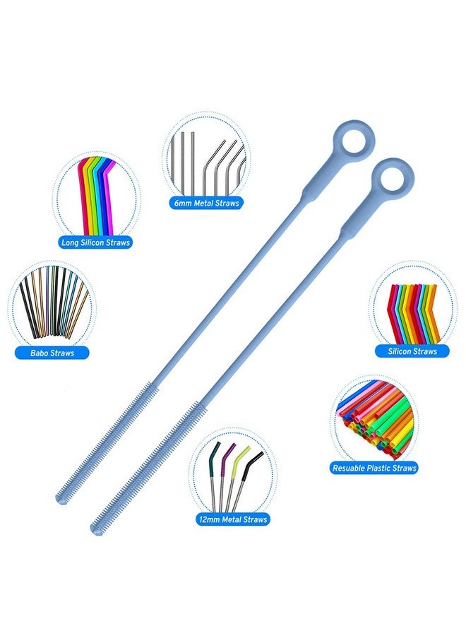 Raymeefa Silicone Bottle Brush and Straw Cleaner Set - Soft Baby Bottle Cleaner, Bendable Straw Cleaning Brush, Long Handle Brushes (Blue) - Image 4