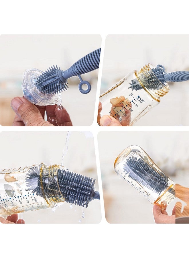 Raymeefa Silicone Bottle Brush and Straw Cleaner Set - Soft Baby Bottle Cleaner, Bendable Straw Cleaning Brush, Long Handle Brushes (Blue) - Image 1