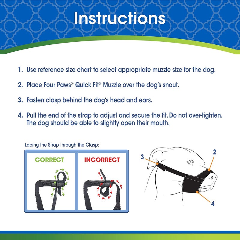 four paws Walk-About Quick-Fit Short Snout Adjustable Dog Muzzle for Medium Dogs, Washable & Breathable, Black, 1 Count - Image 3