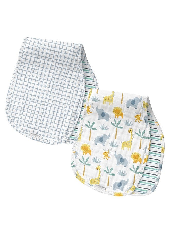 Stephen Joseph, Muslin Baby Burp Cloths, 2-Pack 100% Cotton,Burp Cloth for Baby Boys and Girls, Zoo - Image 1