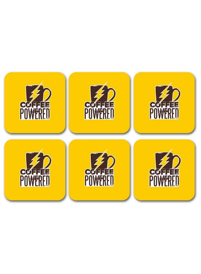 Tinywalk Coffee Coaster Wooden Printed Coaster Square (3.5X3.5) inch Set of 6 Pieces - Image 1