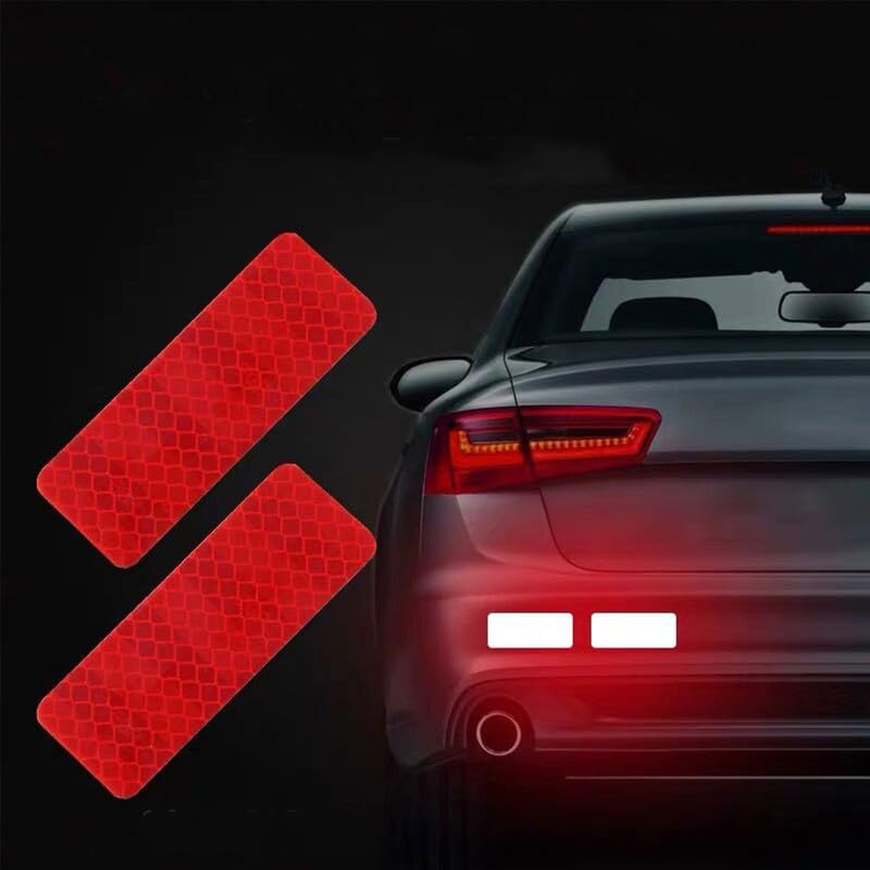 VADDA Universal Reflective Car Stickers 10 Pcs, Rectangular Stripe Stickers for Cars, Trucks, Bikes, Bicycle, Night Visibility Vehicle Safety Reflectors for Car Bumper, Hood, Fender & Door - Red - Image 1
