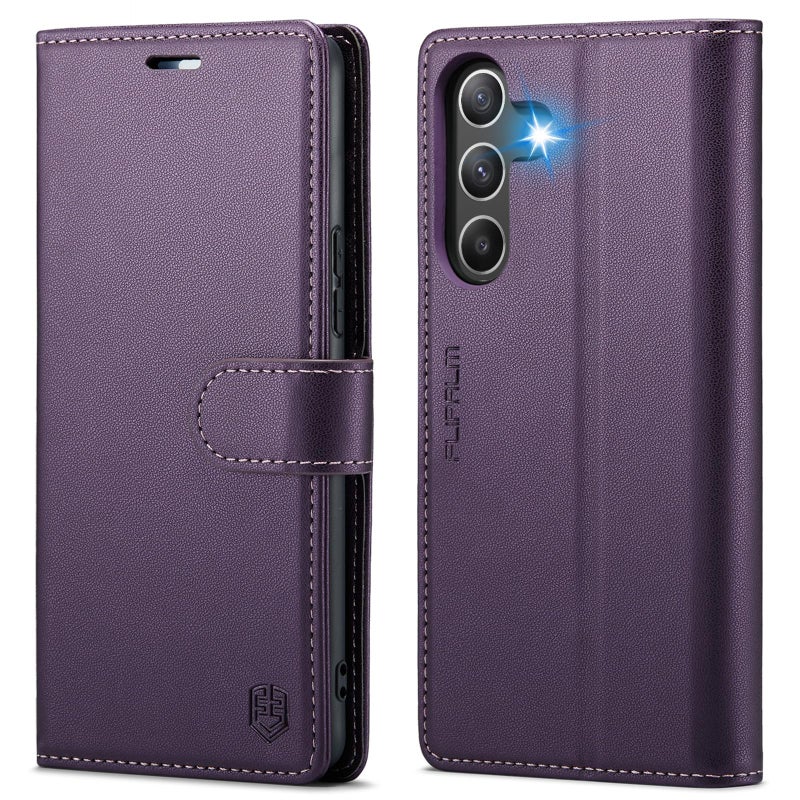 FLIPALM Wallet Case for Samsung Galaxy A15 5G, RFID Blocking Credit Card Holder, PU Leather Folio Flip Kickstand Protective Shockproof Cover for Galaxy A15 (Purple) - Image 1