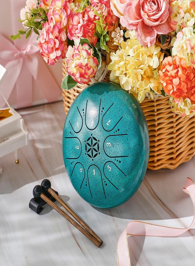 PUJONI Steel Tongue Drum Hand Drums: 6 Inch 8 Notes Metal Musical Instruments, Music Gifts for Family Friends (Malachite) - Image 5