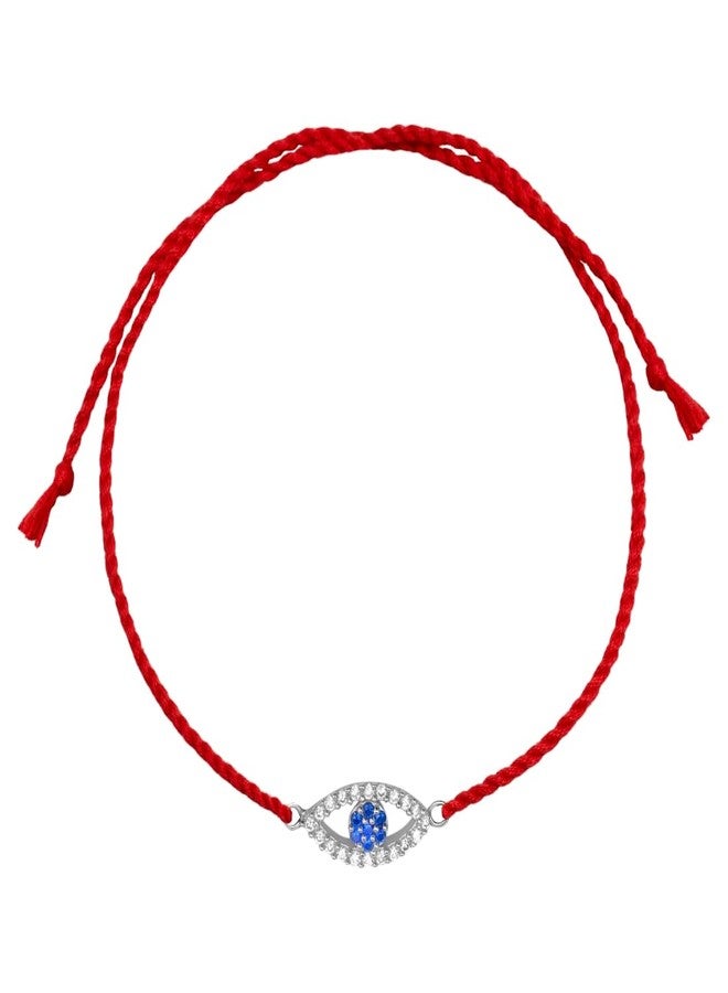 ZAVYA 925 Sterling Silver Evil Eye Cubic Zirconia Rhodium Plating Silver Rakhi | Rakhi for Brother- Rakshabandhan | Gift for Men & Boys |1 Year Plating Warranty - Image 1