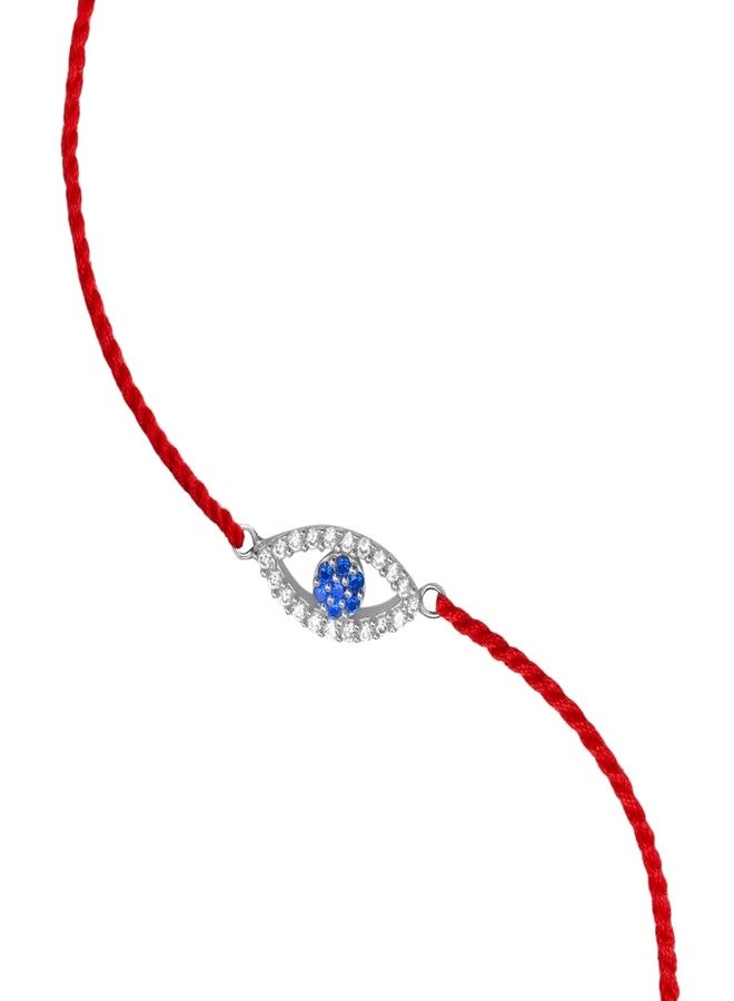ZAVYA 925 Sterling Silver Evil Eye Cubic Zirconia Rhodium Plating Silver Rakhi | Rakhi for Brother- Rakshabandhan | Gift for Men & Boys |1 Year Plating Warranty - Image 4