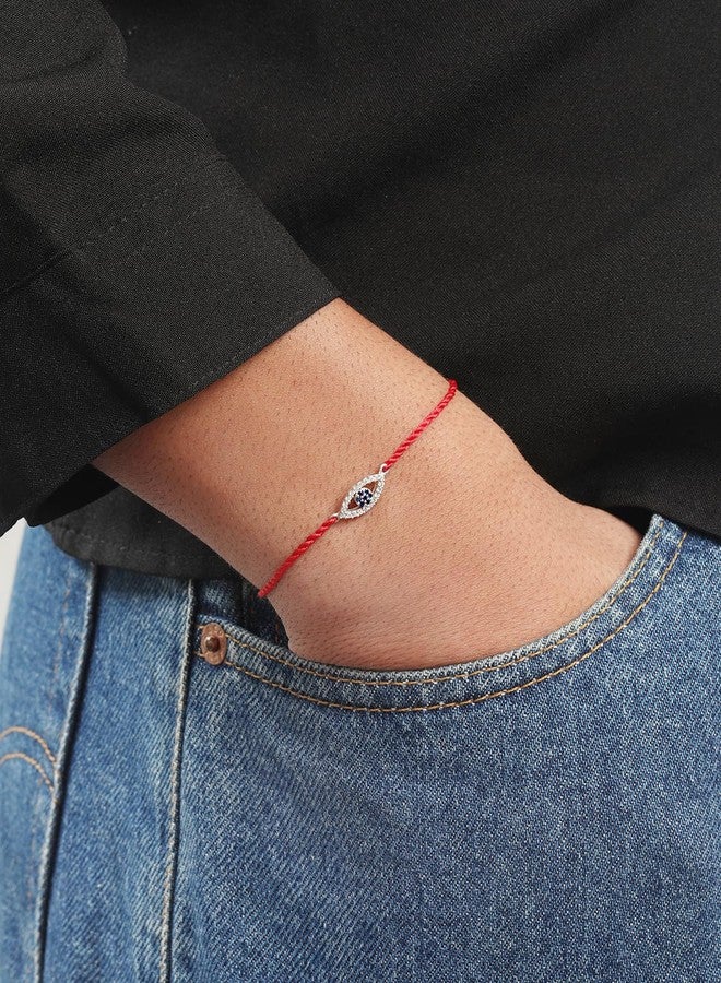 ZAVYA 925 Sterling Silver Evil Eye Cubic Zirconia Rhodium Plating Silver Rakhi | Rakhi for Brother- Rakshabandhan | Gift for Men & Boys |1 Year Plating Warranty - Image 3