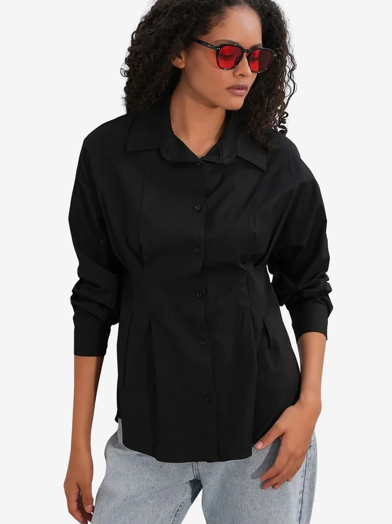 Big Dart Black BDART Fitted Poplin Shirt With Button Front for Women | Best Price UAE