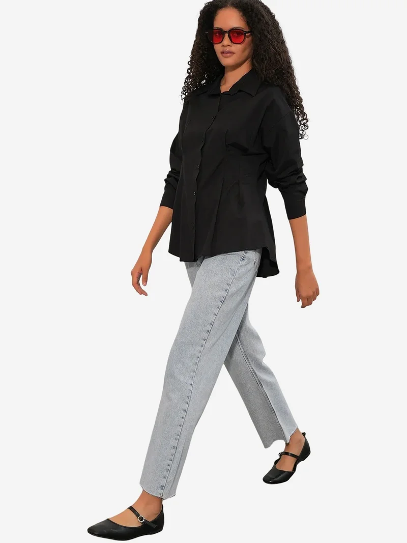 Big Dart Black BDART Fitted Poplin Shirt With Button Front for Women | Best Price UAE