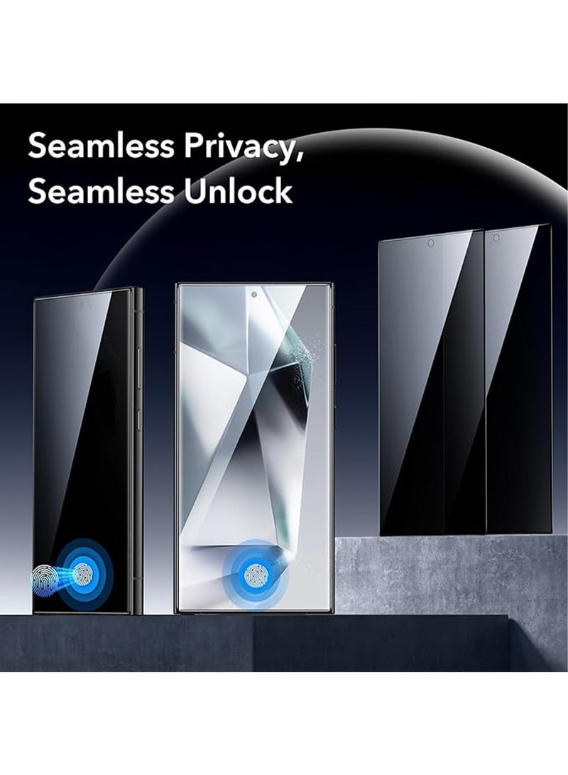2 Pack Privacy Screen Protector for Samsung Galaxy S24 Ultra with Anti-drop Anti-Spy Private Tempered-Glass,100% Support Ultrasonic Fingerprint ID , Case Friendly Comfortable Touch Accessory - Image 2