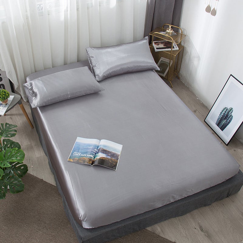 Bedspread Fitted Sheet Mattress Protector Solid Bed Cover Solid Bedsheets Twin to King Size Elastic Trim Smooth Buttery-soft - Image 1
