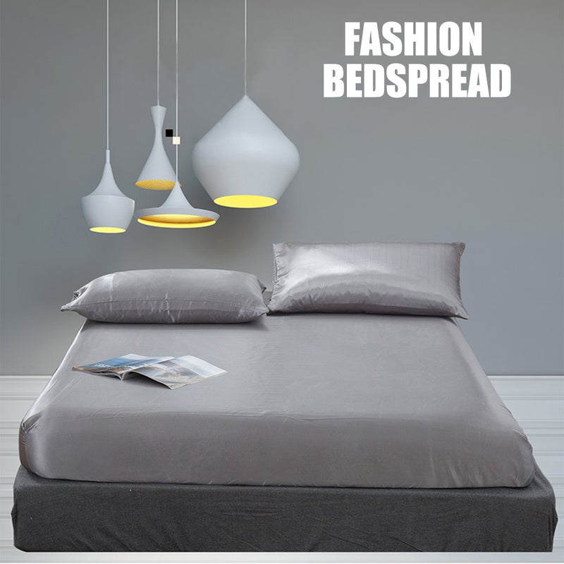 Bedspread Fitted Sheet Mattress Protector Solid Bed Cover Solid Bedsheets Twin to King Size Elastic Trim Smooth Buttery-soft - Image 3