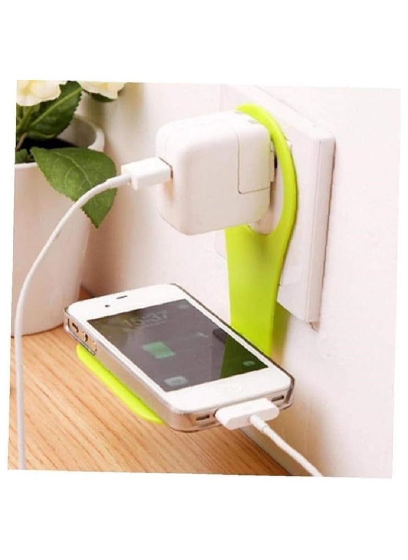 Wall-mounted mobile phone holder and hook for mobile phone and charger - 2 pieces, random color