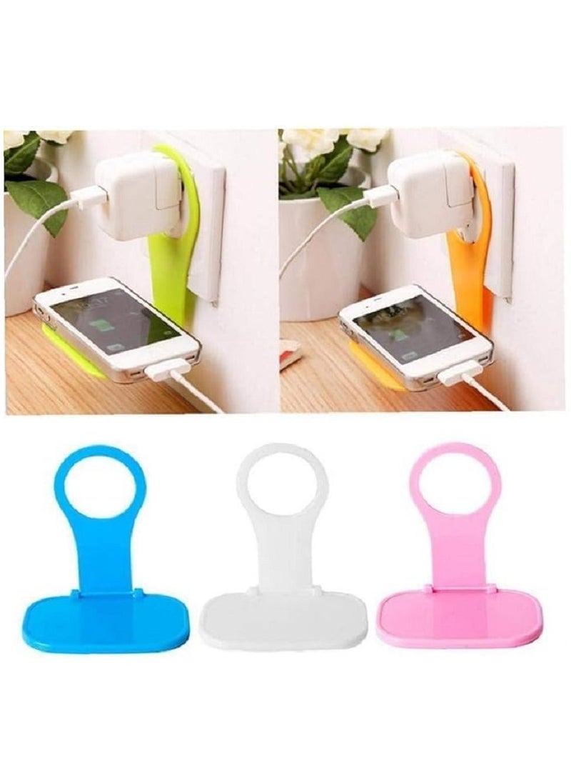 Wall-mounted mobile phone holder and hook for mobile phone and charger - 2 pieces, random color