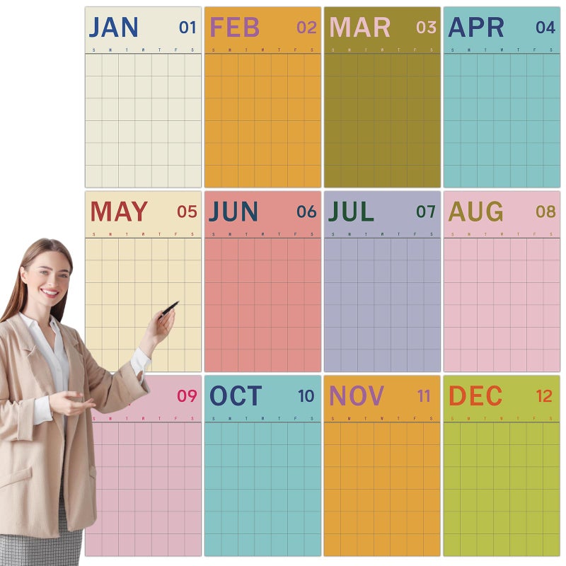 Justforjoyful 2026 Wall Calendar 12 Month Large Undated Monthly Vertical Wall Calendar 24 x 16 Yearly 2026 Big Monthly Planner for Office Home School Organizing Planning Colorful - Image 2