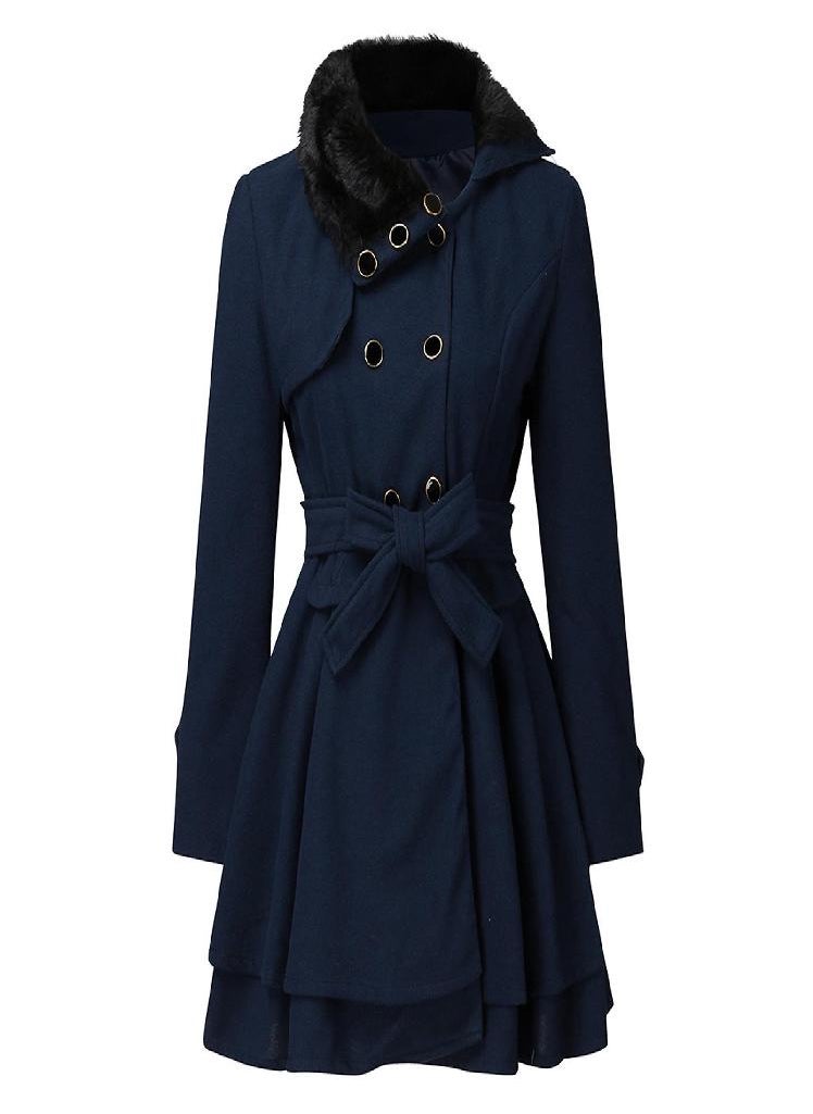 Eckek - Women's Fashion Lapel Double-Breasted Thick Wool Trench Casual Coat Jacket - Image 1