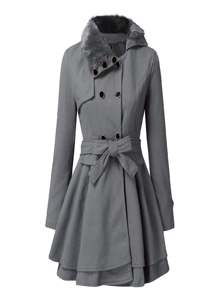 Eckek - Women's Fashion Lapel Double-Breasted Thick Wool Trench Casual Coat Jacket - Image 1