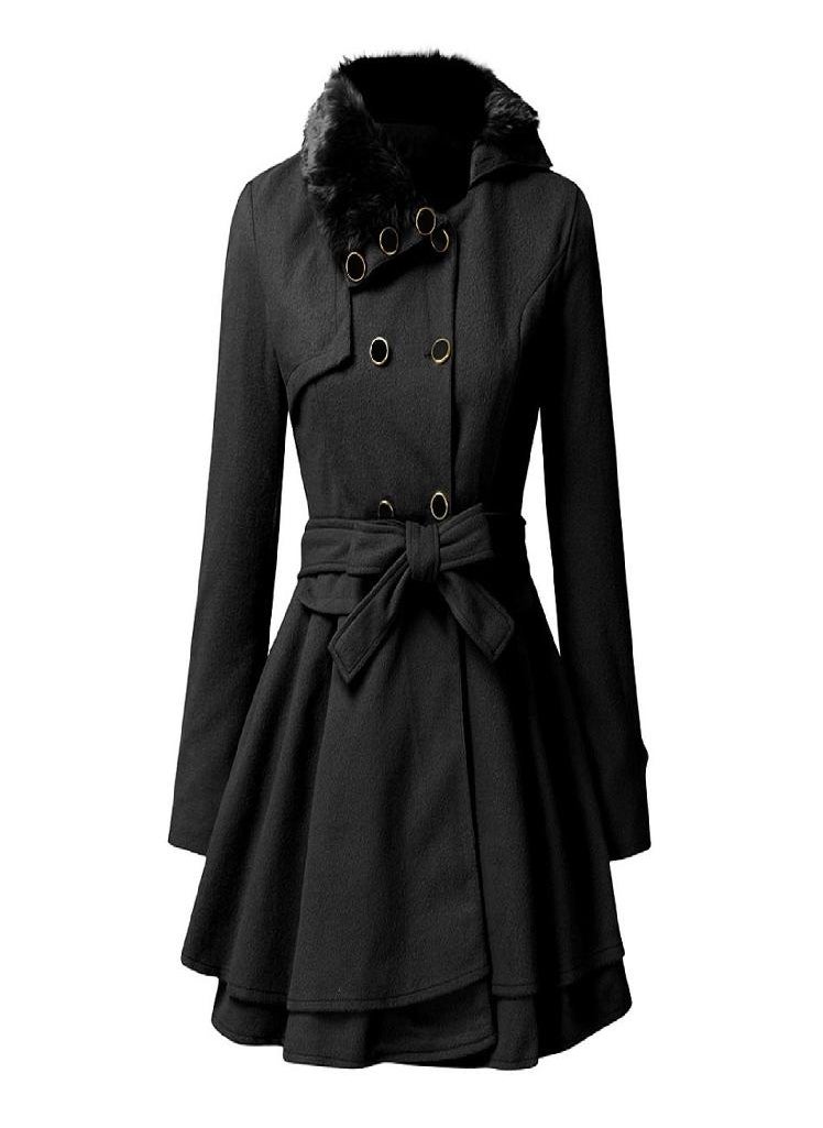 Eckek - Women's Fashion Lapel Double-Breasted Thick Wool Trench Casual Coat Jacket - Image 1