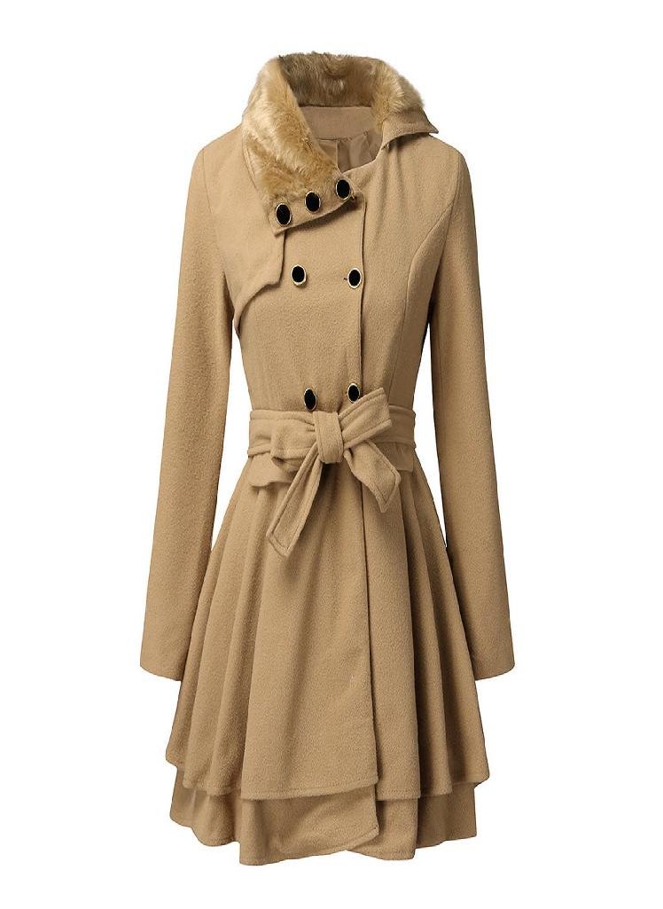 Eckek - Women's Fashion Lapel Double-Breasted Thick Wool Trench Casual Coat Jacket - Image 1