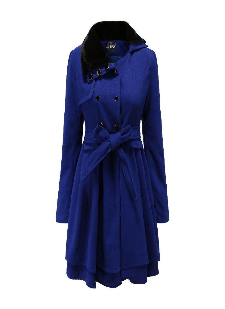 Eckek - Women's Fashion Lapel Double-Breasted Thick Wool Trench Casual Coat Jacket - Image 1