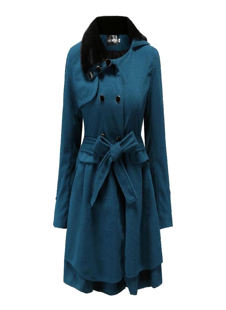 Eckek - Women's Fashion Lapel Double-Breasted Thick Wool Trench Casual Coat Jacket - Image 1