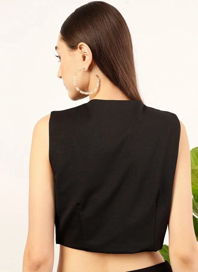 STREET 9  Black Woven Waistcoat for Women for Women | Best Price UAE