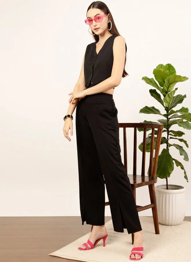 STREET 9  Black Woven Waistcoat for Women for Women | Best Price UAE