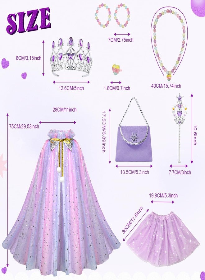 Meland Princess Dress up Clothes for Girl, 11Pcs Princess Cape with Kid Crown Toys,Dresses for Girl 3,4,5,6,7,8 Birthday Gift - Image 5
