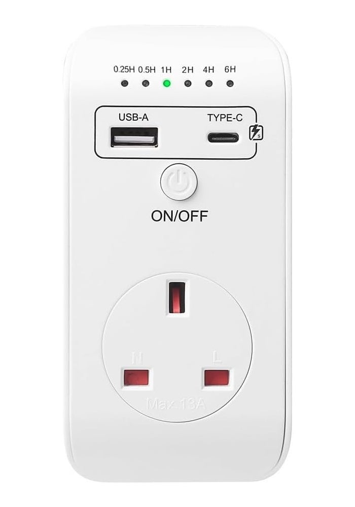 Azonee Smart Timing Socket with USB & Type-C Ports, AZONEE Programmable Countdown UK Plug Controller - Image 1