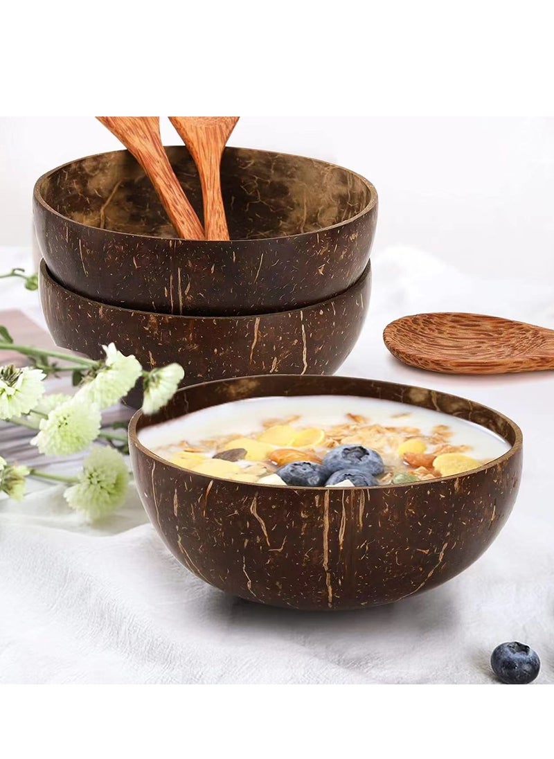 Laseta 3-piece Natural Raw Coconut Shell Bowl Brown (D)13cm， 600ml  - Image 2