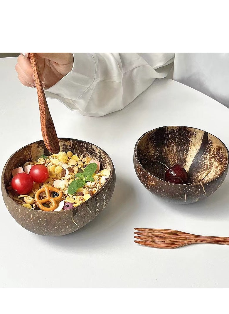 Laseta 3-piece Natural Raw Coconut Shell Bowl Brown (D)13cm， 600ml  - Image 4