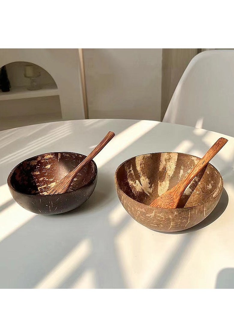 Laseta 3-piece Natural Raw Coconut Shell Bowl Brown (D)13cm， 600ml  - Image 5