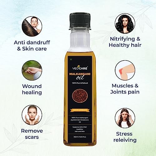 Vedcare Pure Malkangani (Jyotishmati/Celastrus Paniculatus) Hair Oil, 250ml - Image 4