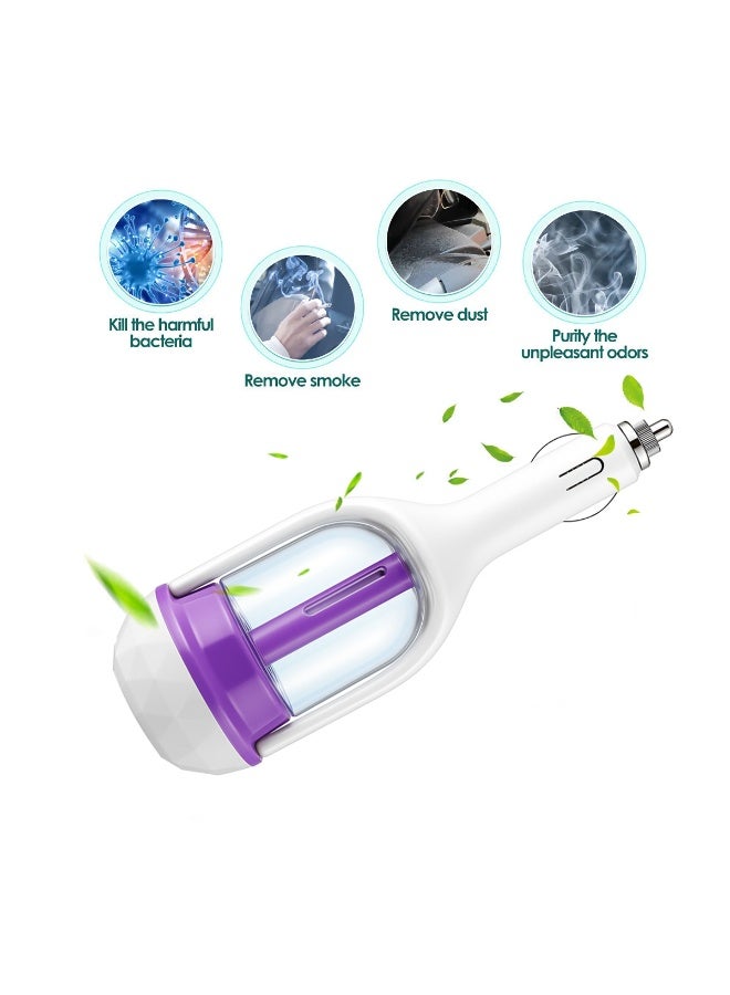 USB Car Aromatherapy Humidifier - 12V Essential Oil Diffuser with 50ML Water Tank, Continuous/Intermittent Mist Spray, Automatic Shut-off, Purification, Removes Odors & Dust, Quiet Operation, Compact White & Purple Design, 57x56x164mm, Ideal for In-Car Use, Travel & Commuting. - Image 2