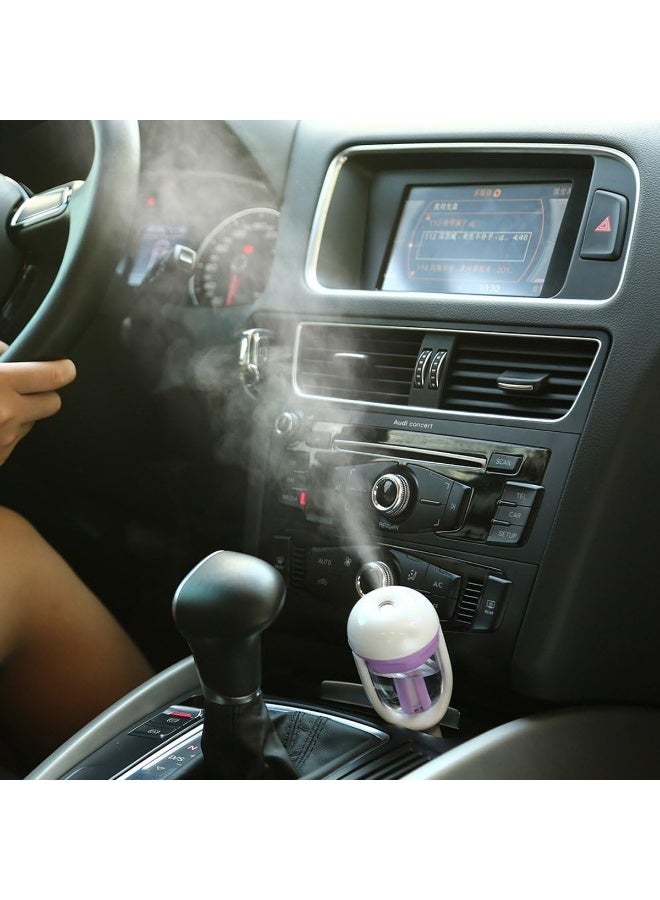 USB Car Aromatherapy Humidifier - 12V Essential Oil Diffuser with 50ML Water Tank, Continuous/Intermittent Mist Spray, Automatic Shut-off, Purification, Removes Odors & Dust, Quiet Operation, Compact White & Purple Design, 57x56x164mm, Ideal for In-Car Use, Travel & Commuting. - Image 3