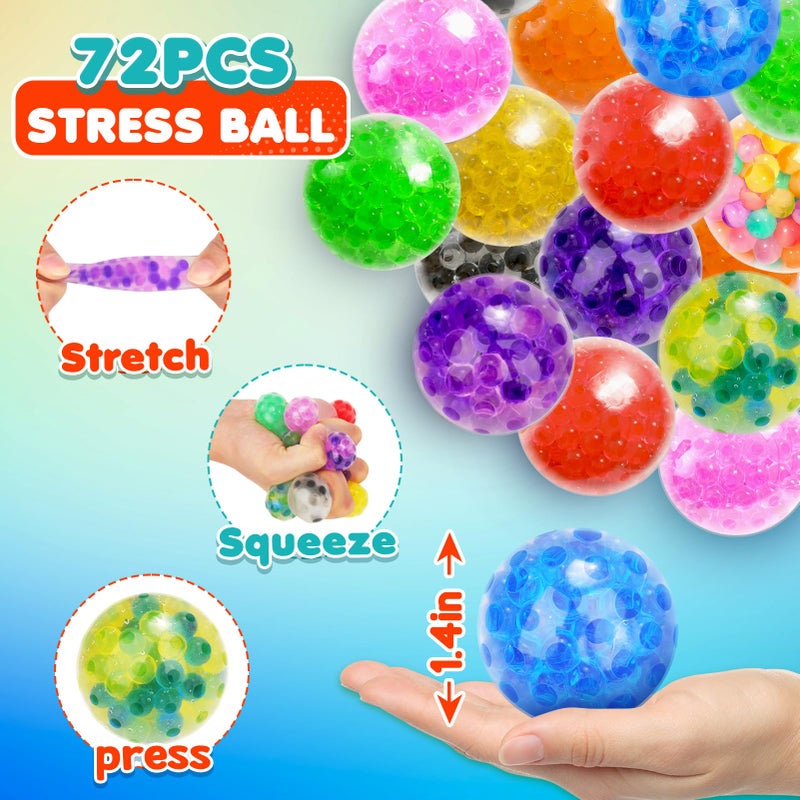 Lemostaar Squishy Stress Balls Fidget Toys - 72 Pack Squishy Toys Stress Ball for Nervousness, Fidget Stress Toys Bulk, Squeeze Balls for Adult Teen- Fidgets for Classroom Prize - Easter Basket Stuffers - Image 2
