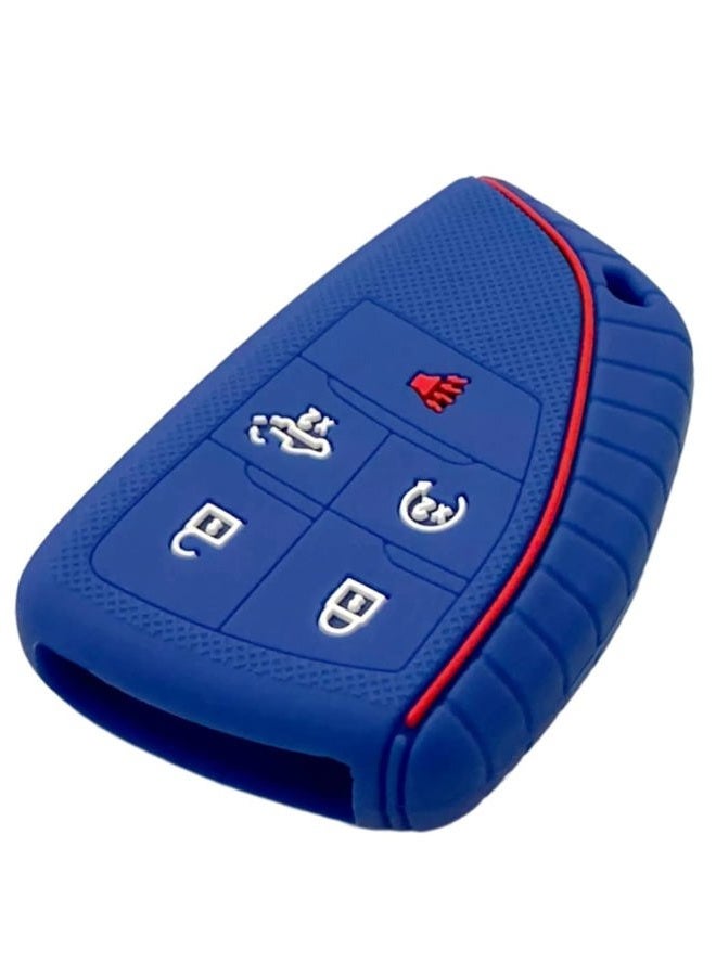 REPROTECTING Silicone Rubber Key Fob Cover Compatible with 2022 2023 Chevrolet Silverado 1500 GMC Sierra 1500 (Black Blue) - Image 5