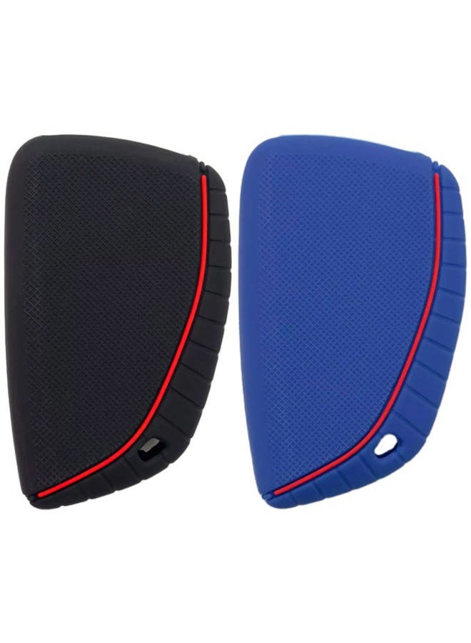 REPROTECTING Silicone Rubber Key Fob Cover Compatible with 2022 2023 Chevrolet Silverado 1500 GMC Sierra 1500 (Black Blue) - Image 2