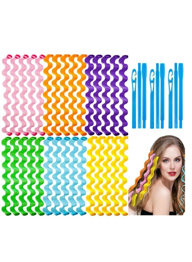 36 Pieces No Heat Hair Curlers Spiral Curl Styling Kit Spiral Curlers Hair Roller Curler for Extra Long Hair Most Kinds of Hairstyles - Image 1