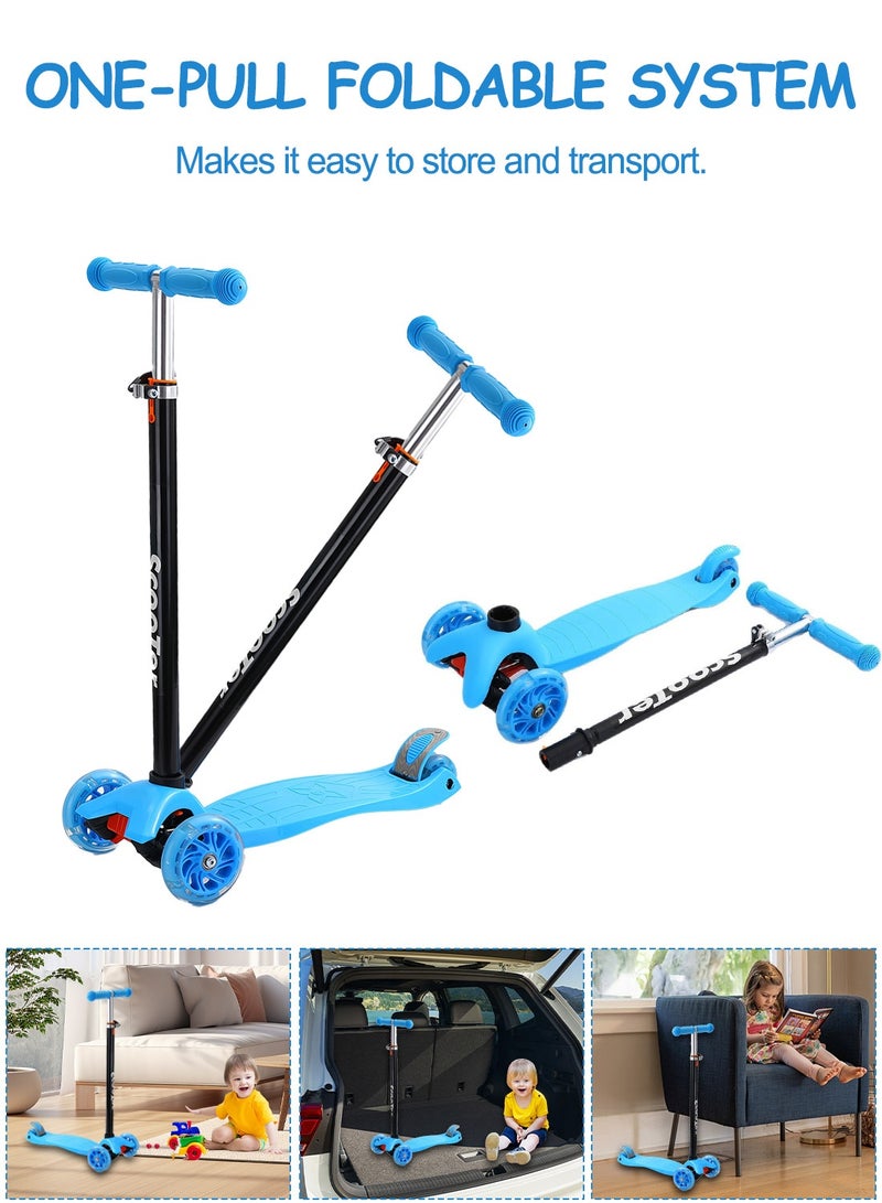 MaBaby Kids Kick Scooter, with Flashing Light Wheels and 3 Height Adjustable Handle, 3-Wheel Kids Scooter for 7+ Years Teens Boys and Girls - Image 4