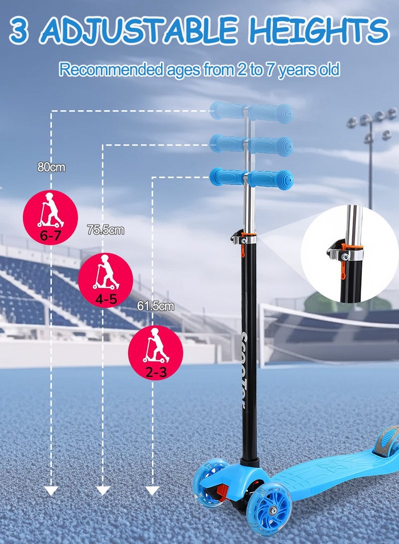 MaBaby Kids Kick Scooter, with Flashing Light Wheels and 3 Height Adjustable Handle, 3-Wheel Kids Scooter for 7+ Years Teens Boys and Girls - Image 2