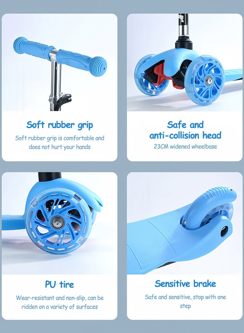 MaBaby Kids Kick Scooter, with Flashing Light Wheels and 3 Height Adjustable Handle, 3-Wheel Kids Scooter for 7+ Years Teens Boys and Girls - Image 5