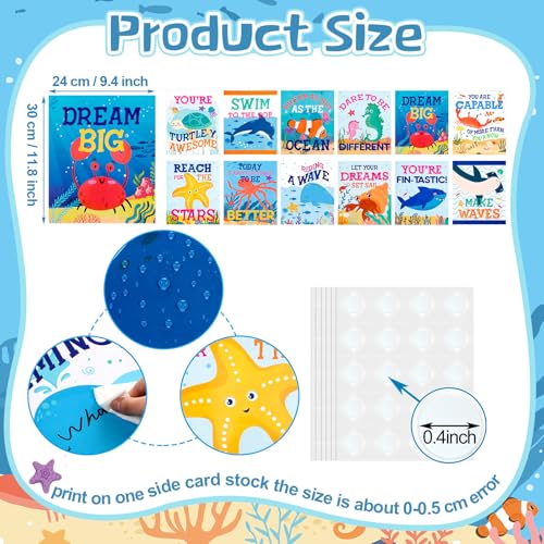 Harloon 12 Pcs Under The Sea Classroom Bulletin Board Decoration Inspirational Summer Ocean Sea Animal Life Positive Poster for Summer Office School Classroom Chalkboard Wall Ocean Party Decorations - Image 3